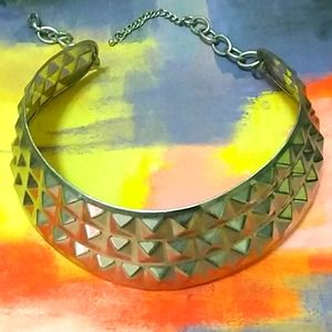 Silvertone studded choker